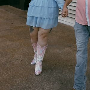 Pink Space Cowgirl Flame Boots